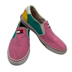 Tommy Hilfiger Womens Oaklyn 2 Canvas Sneakers 8M Multicolor Colorblock Slip On